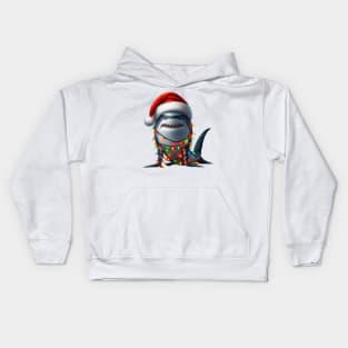 Shark Wrapped In Christmas Lights Kids Hoodie